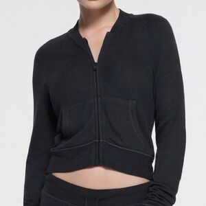 SKIMS Lightweight French terry sweatshirt Zip-Up Jacket Ash slubby bomber XL